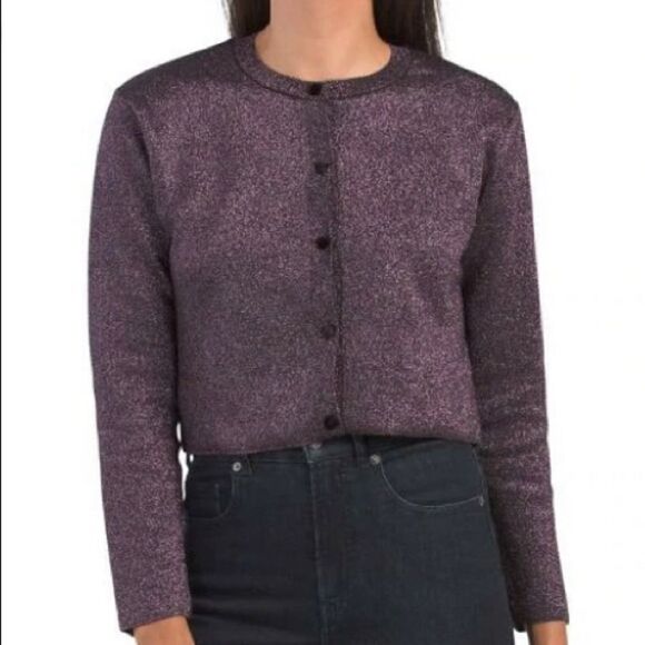 Zara Metallic Deep Red Merlot  Shimmer Cardigan size S - Picture 11 of 15